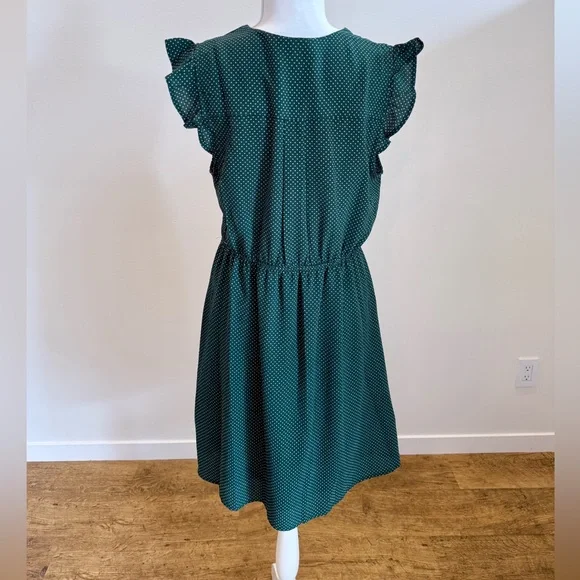 Monteau Polka Dot Tie Front Coquette Western Dress Size Large Boho Soft Girl - Picture 3 of 9